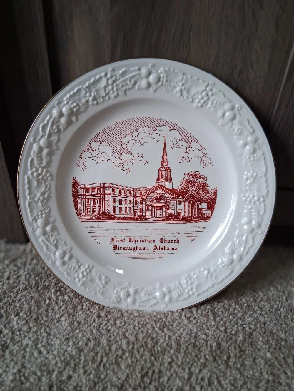 1963 First Christian Church Birmingham Alabama Collector Plate Gold Rim
